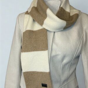 Coach Cream and Tan Wool Scarf